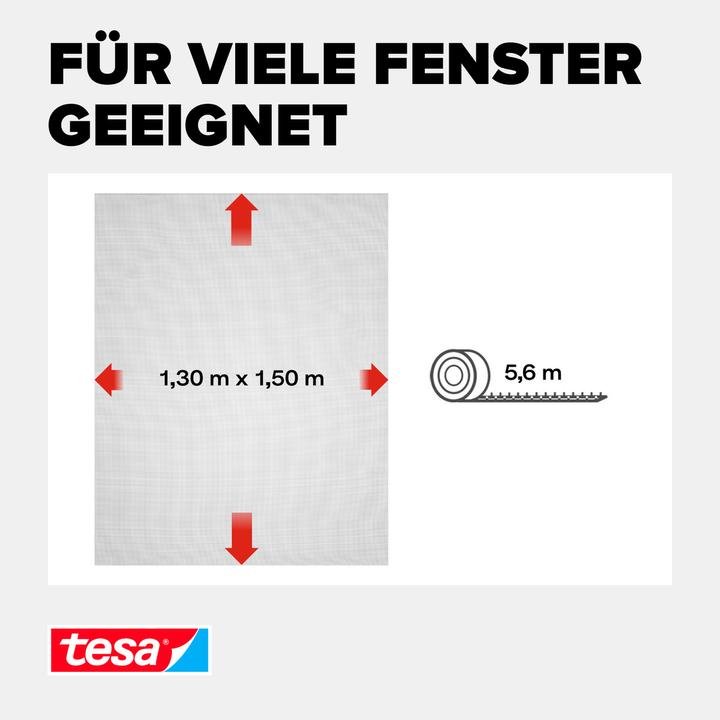 Produktbild tesa Insektenschutz STANDARD für Fenster, mit Klettband, ohne Bohren (130 x 150 cm)