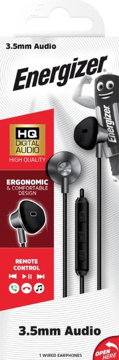 Produktbild Energizer Kabelgebundene Ohrhörer – 3.5mm – Earbud type, schwarz (Kabelgebunden)