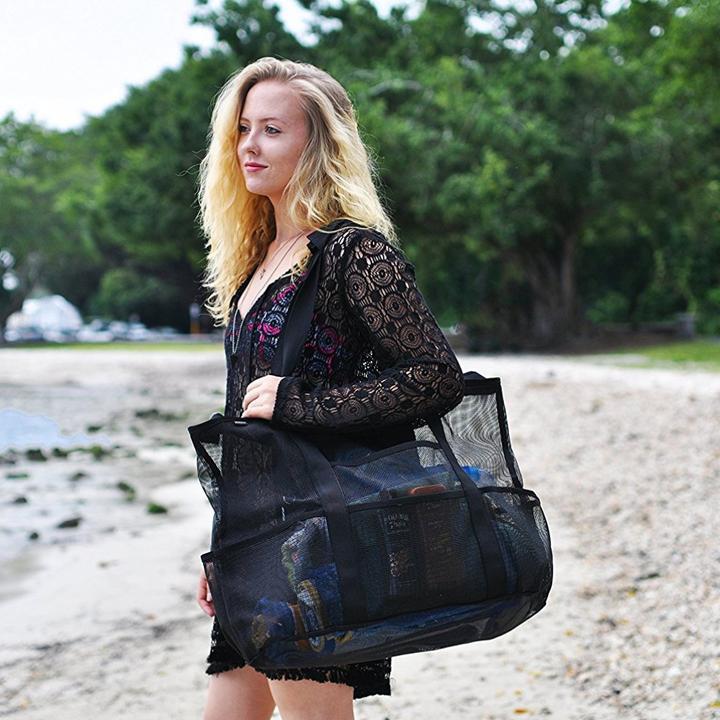 Immagine prodotto Cover-Discount Borsa da spiaggia in rete senza sabbia Borsa da bagno Rete per riporre gli oggetti