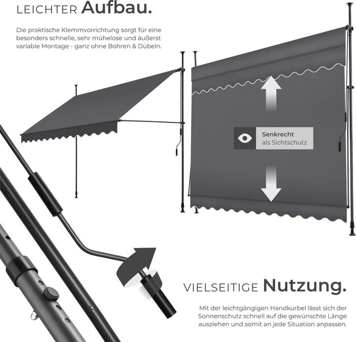 Produktbild tectake Klemmmarkise (3 m)