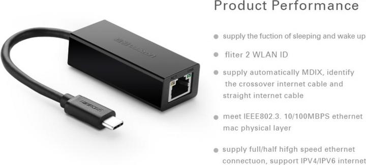 Actual product image Ugreen USB-C auf Ethernet Adapter für Smartphones & Tablets (USB-C, RJ45, RJ45 (1x))