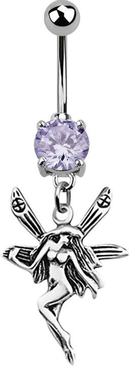 Produktbild Star Piercing Banane silber mit Anhänger Fee lavendel (925 Sterlingsilber, Chirurgenstahl 316L, ohne Messing)