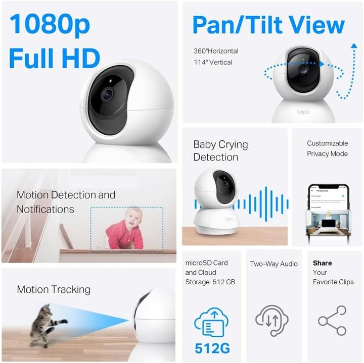 Image du produit TP-Link 360°-WLAN-Überwachungskamera (1920 x 1080 Pixels)