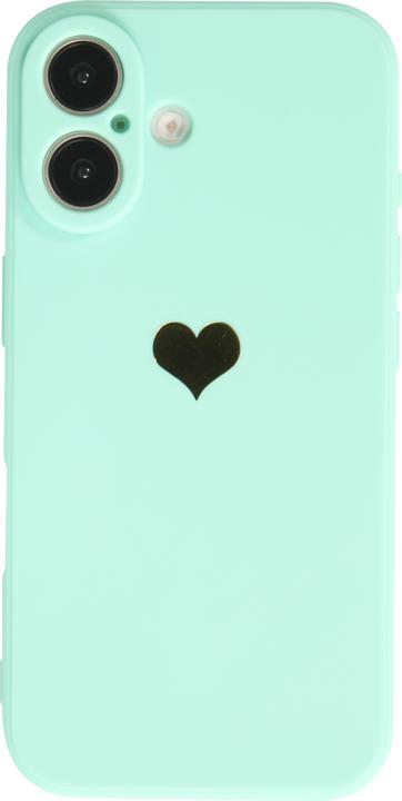 Produktbild PhoneLook Hülle Silikon Mat Herz gold Türkis (Apple iPhone 16 Plus)
