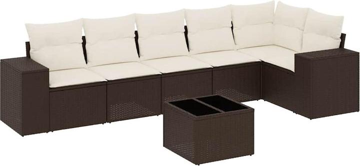 Produktbild VidaXL Gartenmöbel Sofa Garnitur Lounge Sitzgruppe 7-tlg. Braun Poly Rattan