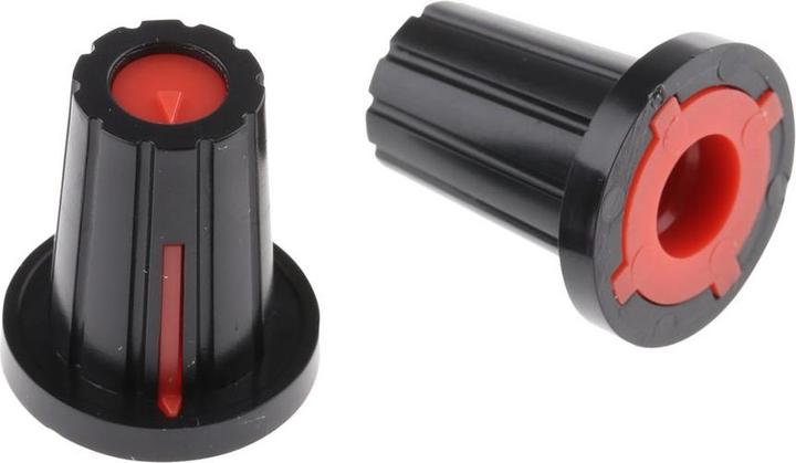 Rs Pro Potentiometer knob, plastic, black, 19.5mm, pack of 5 pieces