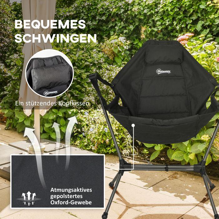 Image du produit Swisshandel24 Fauteuil à bascule de camping, pliable, dossier réglable, cadre en aluminium, 54x100x101cm, noir