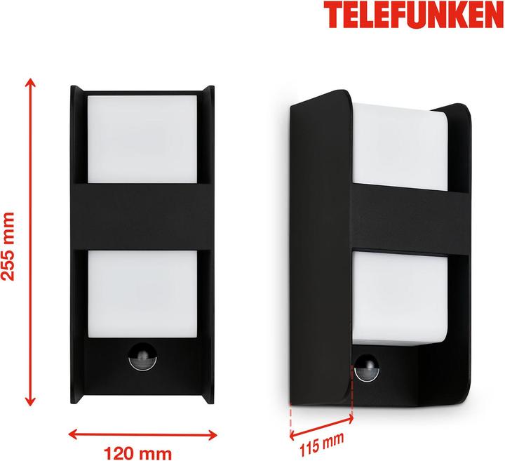Immagine prodotto Telefunken Luce da esterno, sensore, nero, 1xE27 max. 12W escl. (E27)