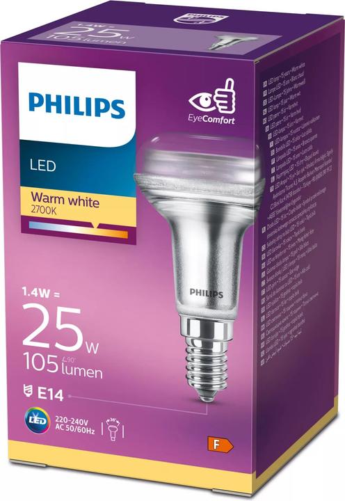 Actual product image Philips LED R50 (E14, 1.40 W, 105 lm, 1 x, F)