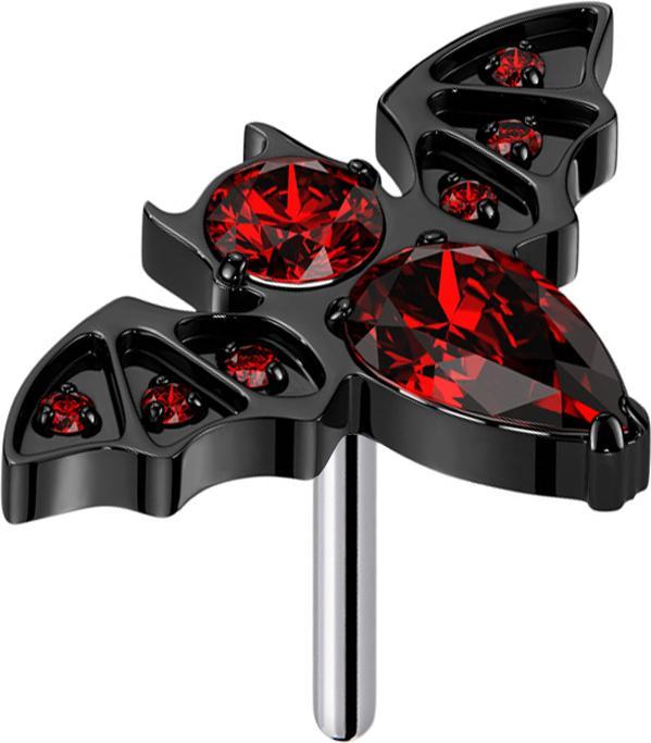 Immagine prodotto Star Piercing Threadless pipistrello nero cristalli rossi (Titanio G23, senza ottone)