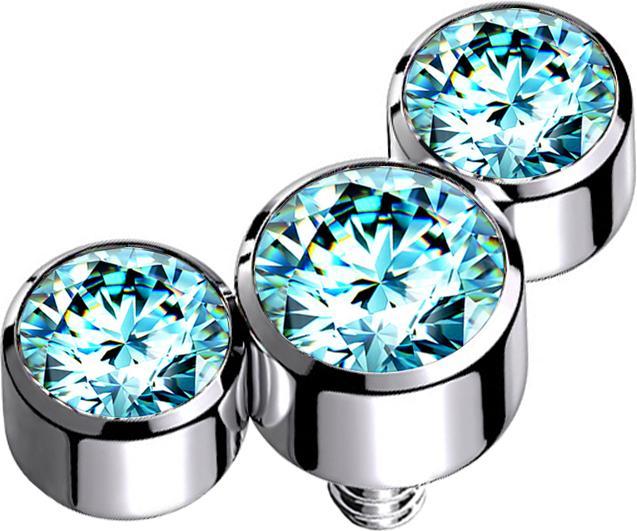 Immagine prodotto Star Piercing Dermal Anchor argento tre cristalli acqua (senza ottone, Titanio G23)