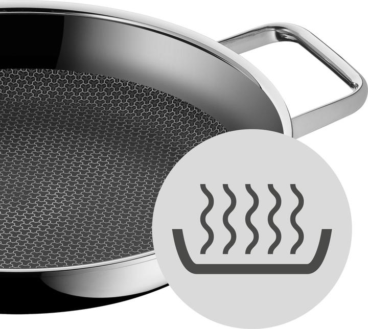 Produktbild WMF Edelstahlpfanne Servierpfanne 24cm Wabenboden Profi Resist Induktion beschichtet (24 cm, Bratpfanne, Edelstahl)