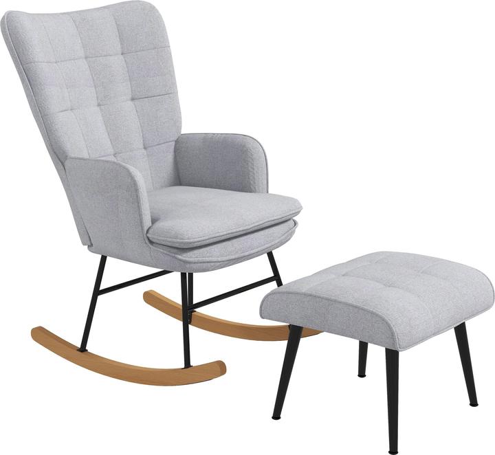 Image du produit Homcom Fauteuil à bascule avec tabouret et dossier haut