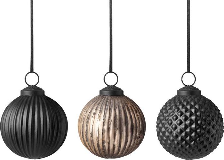 Villeroy & Boch Glass Christmas baubles 3pcs. Black XMAS (3 -part)