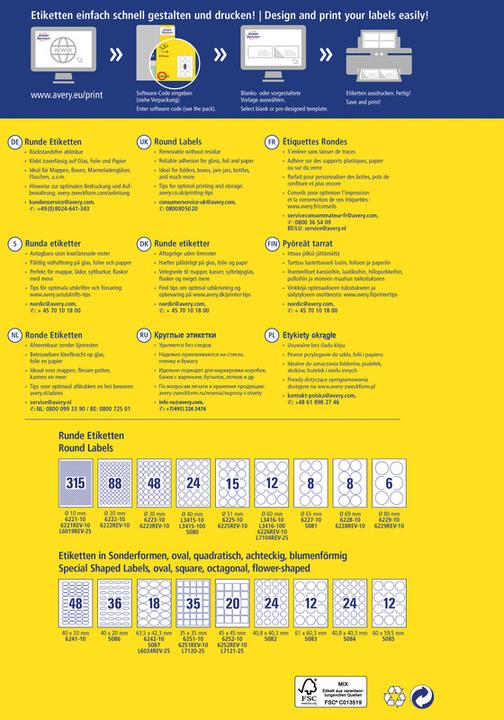 Actual product image Avery Round labels, removable
