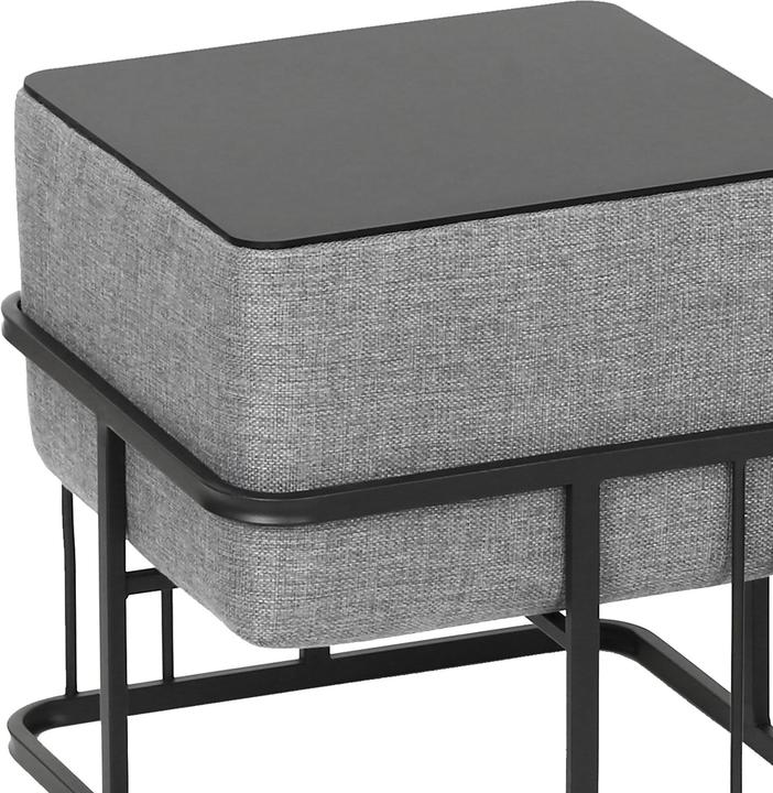 Actual product image En.Casa Multifunktionaler stapelbarer Sitzhocker Tas 2er Set quadratisch Hellgrau