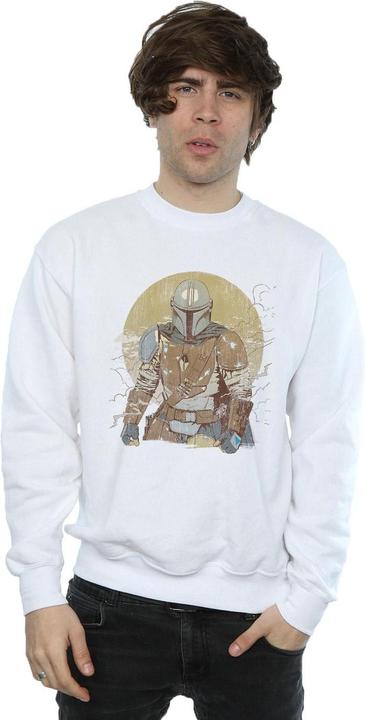 Actual product image Star Wars Mens The Mandalorian Distressed Warrior Sweatshirt (XXL)