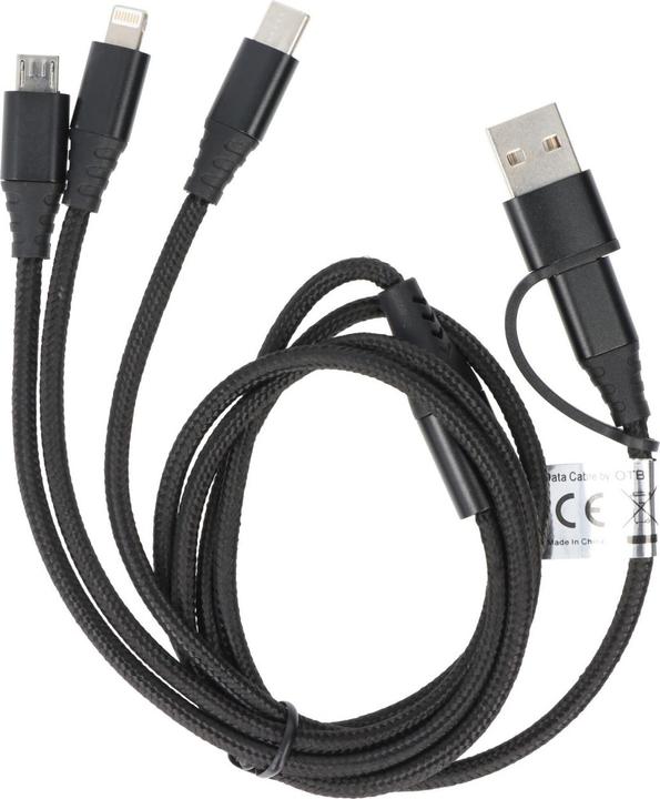 Actual product image AccuCell USB charging cable 3in1 with Lightning, micro USB and USB-C connection (1 m, USB 2.0)