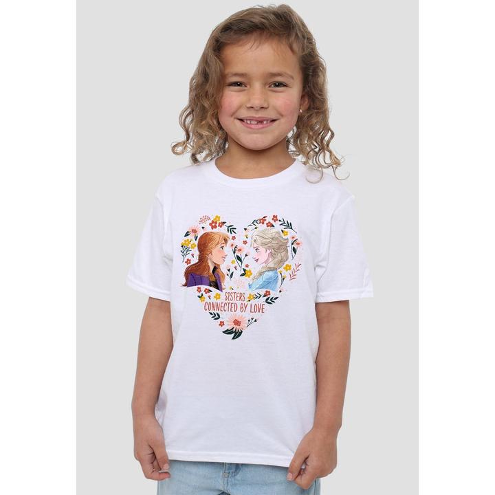Actual product image Disney Frozen Childrens/Kids Sisters Connected By Love Elsa Anna Valentine's Day T-Shirt (116)