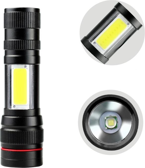 Image du produit Werkstein 800LM USB LED Mini Taschenlampen mit Magnet aus Aluminium (Wiederaufladbar) - Schwarz 2er Set (10.80 cm, 800 lm)