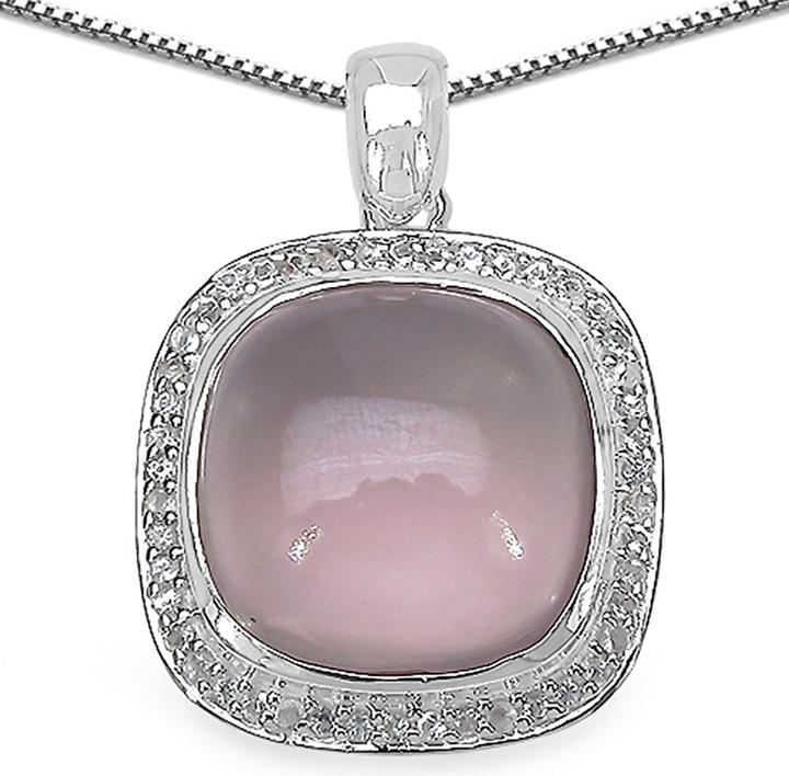 Immagine prodotto Xen Ciondolo con catena quarzo rosa cabochon 45 cm argento 925 (Argento 925, 45 cm)