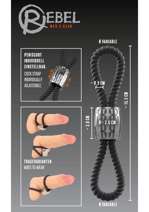 Produktbild Rebel Heavy Rope Cock Strap with two Loops (5.50 cm)