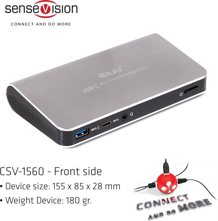 Produktbild Club 3D USB Typ C MST Dock mit Ladefunktion (USB-A, 1 Ports)