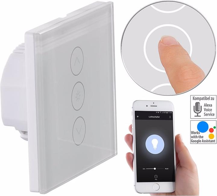 Luminea Interruttore e regolatore di luminosità touch, compatibile con Amazon Alexa e Google Assistant