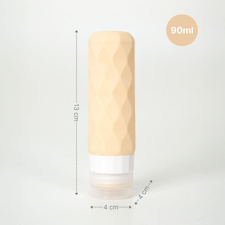Immagine prodotto Hermex Set di 4 bottiglie da viaggio in silicone da spremere (Prodotto per l'igiene, Sacchi liquidi, Set manicure)