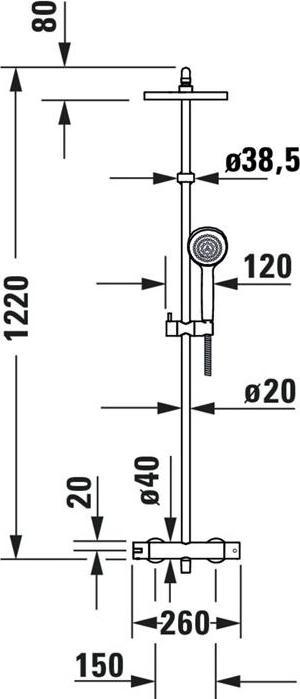 Immagine prodotto Duravit Sistema doccia B.2 con termostatico per doccia cromato
