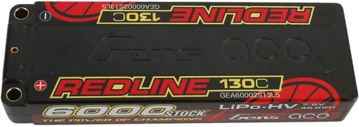 Actual product image Gens Ace RC Battery LiHV 6000 mAh 7.6 V 130C 2S2P Redline Series (7.60 V, 6000 mAh)