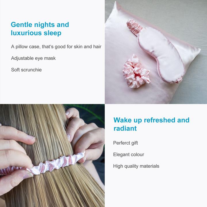 Produktbild Intirilife Seiden Schlafset inkl. Schlafmaske Kissenüberzug Haarband (Schlafmaske)