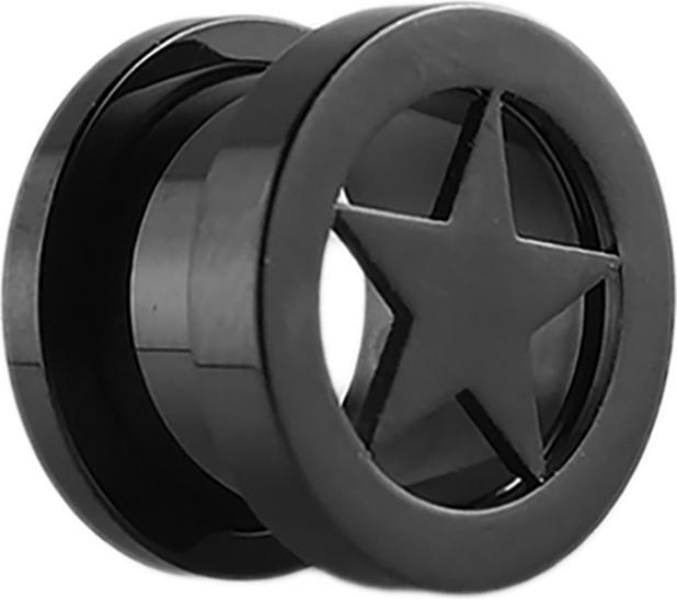 Produktbild Star Piercing Flesh Tunnel silber mit Echse (ohne Messing, Chirurgenstahl 316L)
