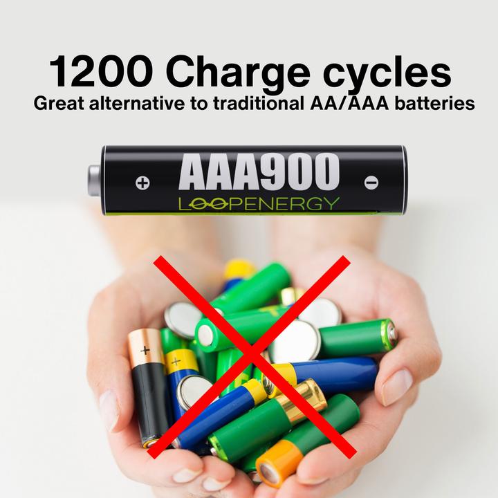 Actual product image Verico Li-Ion USB-C Micro AAA Battery 1.5V 900mWh 600mAh chargeable via USB (4 pcs., AAA, 600 mAh)