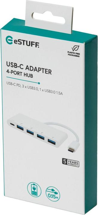 Produktbild eSTUFF USB-C Charging hub USB 3.2 Gen 1 (3.1 Gen 1) Type-C (USB-C, 4 Ports)