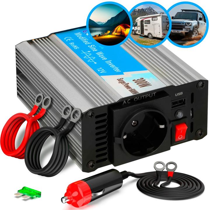 Produktbild Extralink CAR VOLTAGE CONVERTER -,, MODIFIED SINUS OPIM-300W power adapter/inverter Auto Metallic