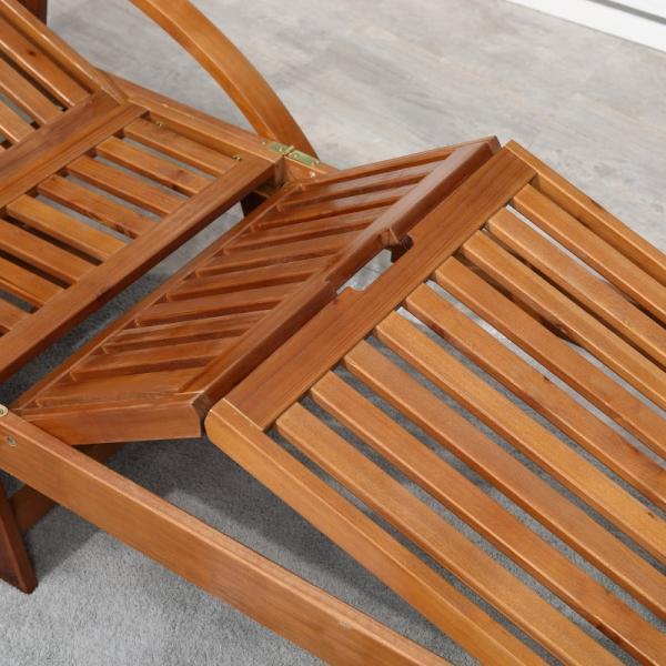 Image du produit Outsunny Chaise longue de jardin pliante en bois de sapin (195 cm)