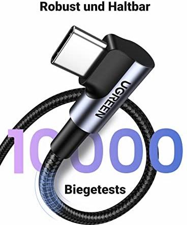 Immagine prodotto Ugreen Cavo dati da USB-C angolato a USB-A 2.0 angolato 3A (2 m, USB 3.0)