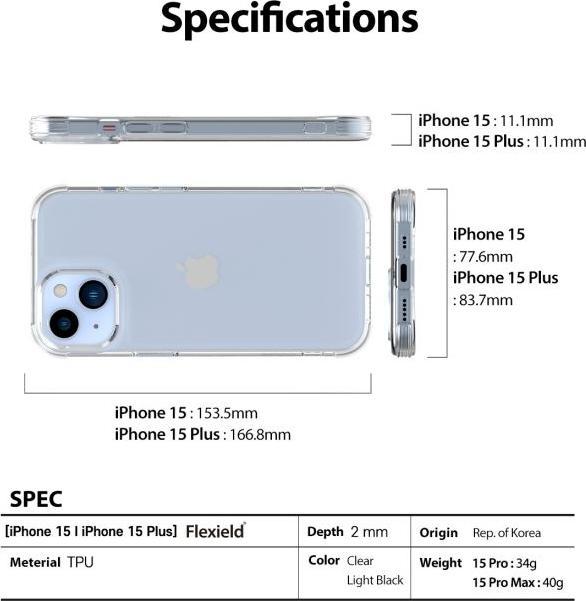 Actual product image Araree Flexield Made in Korea Series (Apple iPhone 15 Plus)