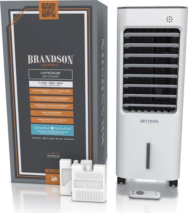 Immagine prodotto Brandson Ventilatore a torre con raffreddamento ad acqua, serbatoio dell'acqua da 5 litri, filtro dell'aria (62 dB)