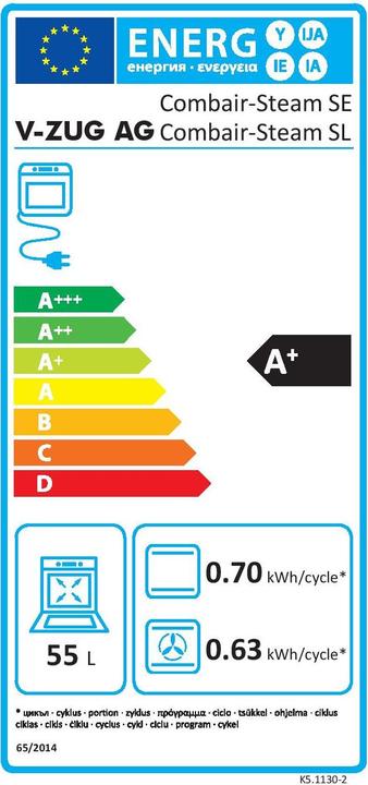 Energie-Label V-Zug Combair-Steam SE