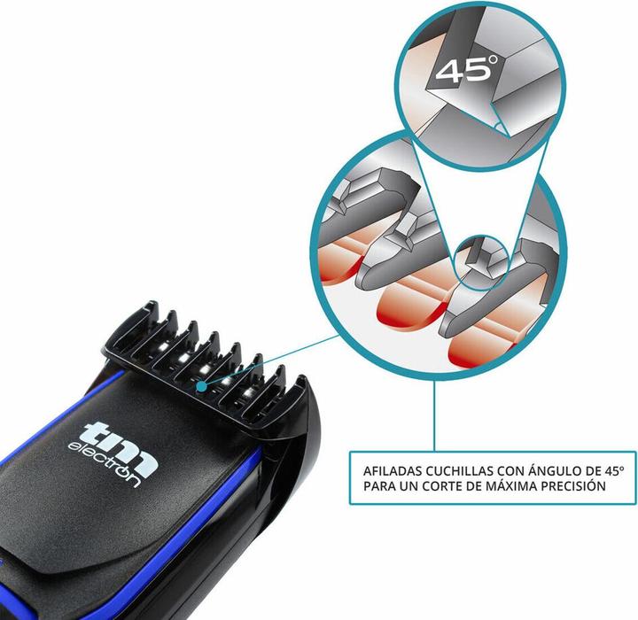 Produktbild TM Electron TMHC109A Cordless Hair Clipper with 600mAh Battery and 20 Cutting Lengths - Blue/Black
