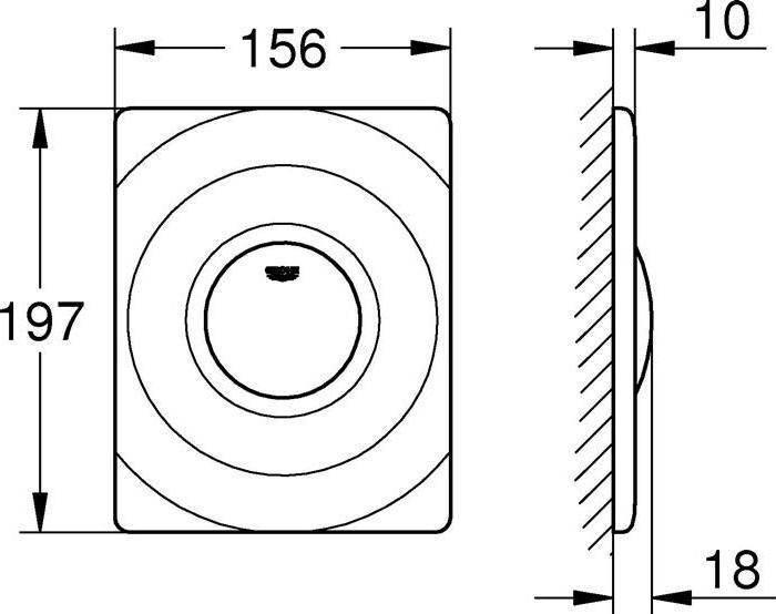 Actual product image Grohe Surf actuator plate, vertical and horizontal installation, alpine white