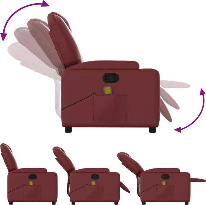 Image du produit VidaXL Fauteuil de massage vin rouge similicuir,Couleur : vin rouge,Matériaux
