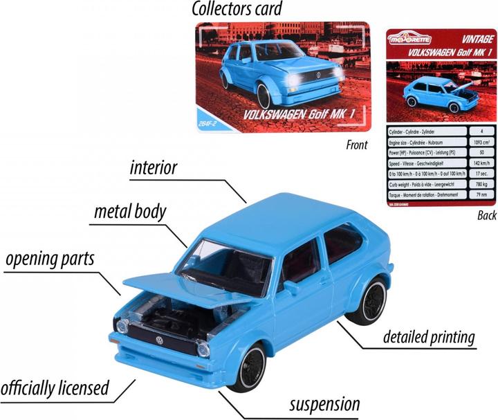 Actual product image Majorette Vintage VW Golf MK1, blue