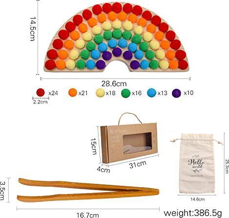 Produktbild Activity Board Holz Peg Board Perlen Spiel Perlen Spiel Rainbow Ball Elimination Spiel Spielzeug Farbe