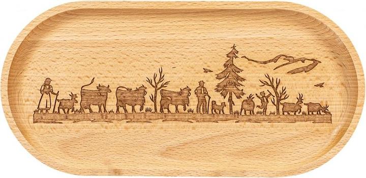 Actual product image Kadastar Holzteller ovalAlpaufzug Familie, klein, Buche, 25 x 12 cm