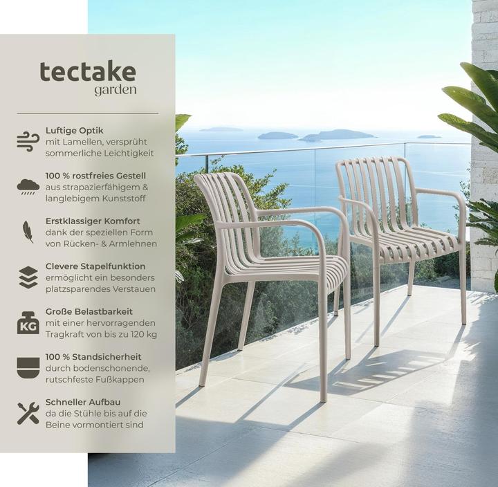 Produktbild tectake Gartenstühle Alcudia, wetterfest, stapelbar