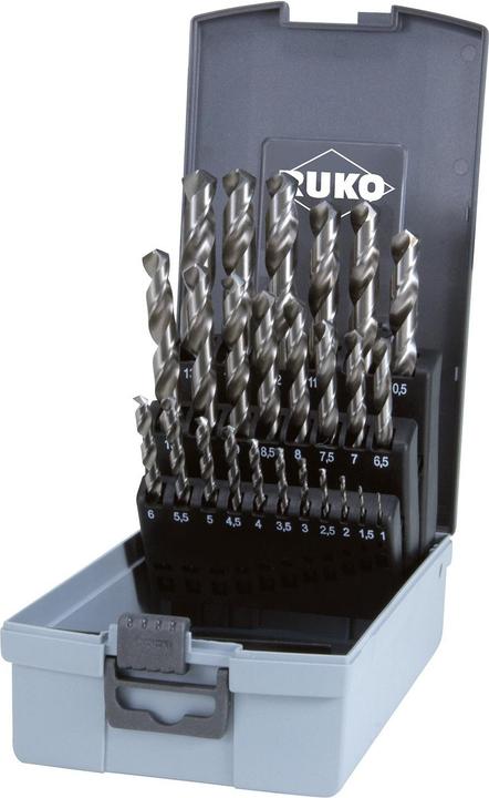 Actual product image Ruko Twist Drill Set DIN338 Type VA 25-pcs.D.1-13mm Pitch 0,5mm HSS Co8 blank in box (1.0-13mm)
