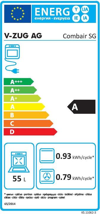 Energie-Label V-Zug Combair SG